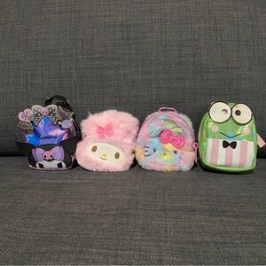 Set of 4 Real Littles Backpacks Sanrio Hello Kitty Keroppi My Melody Kuromi Set